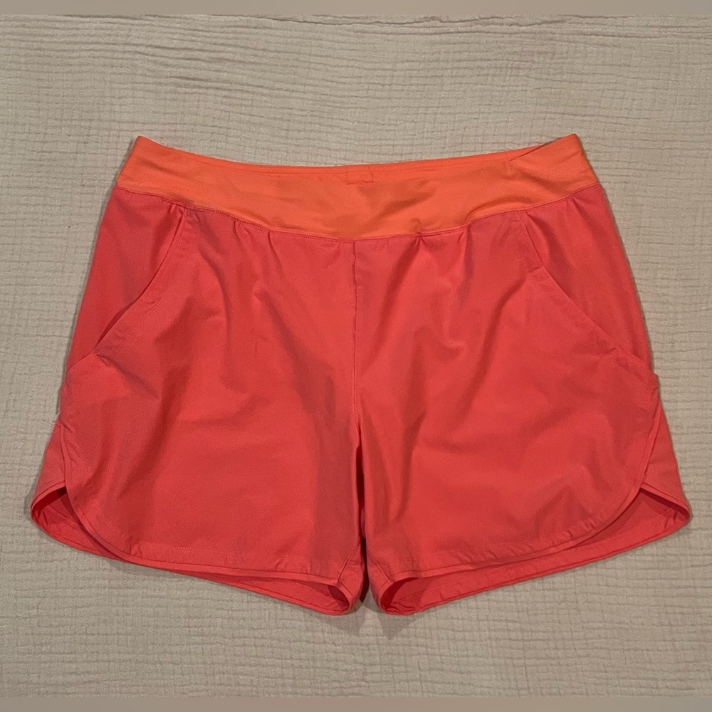 Lands' End Womens Comfort Waist Swim Shorts with Pockets Coral Size 18